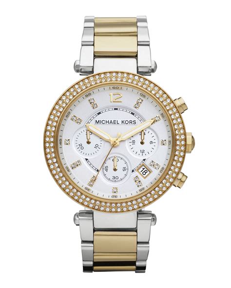 michael kors parker glitz watch silver color ebay|Michael Kors Parker Women's Silver White Glitz Chronograph .